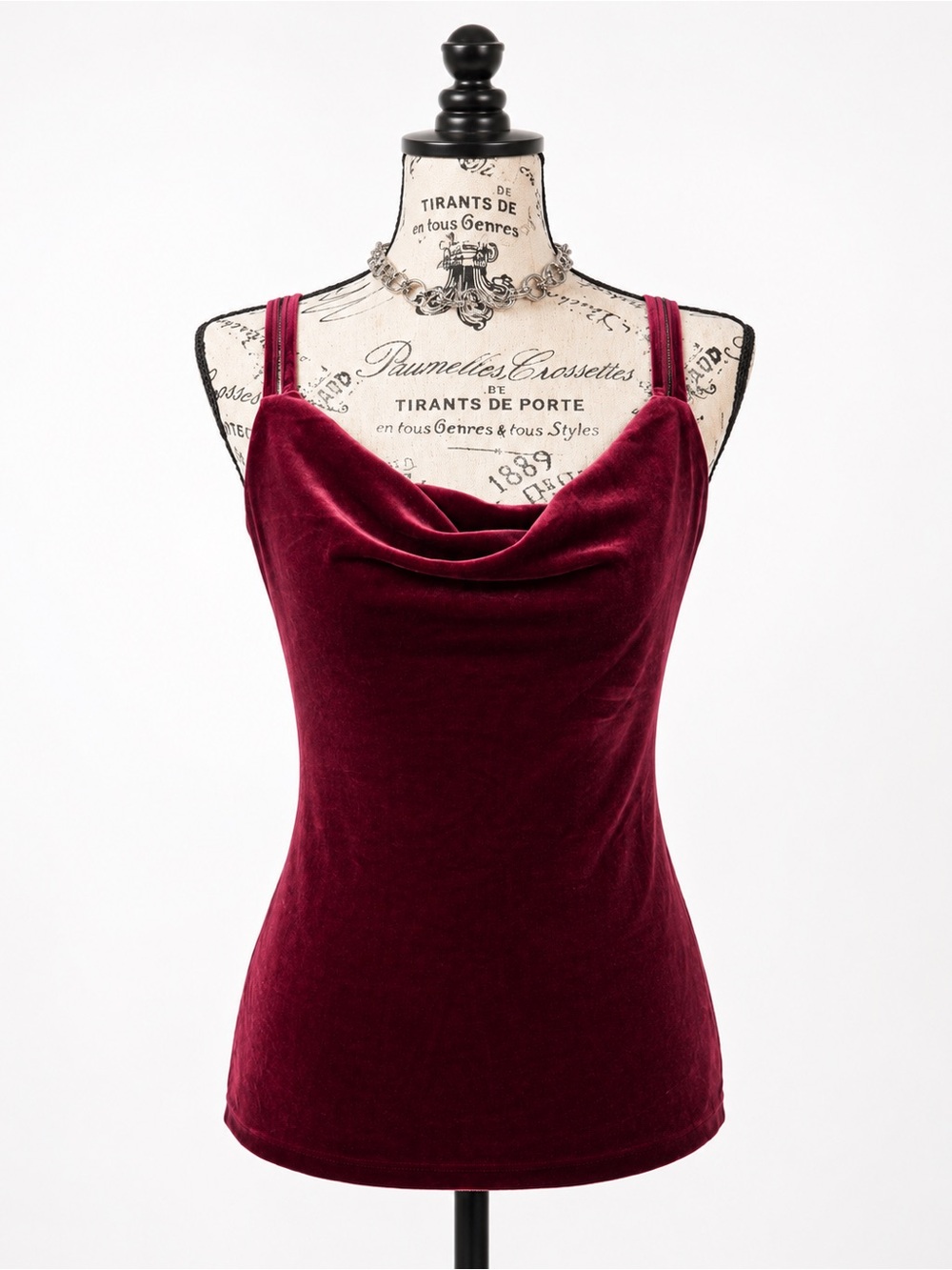 White House Black Market Burgundy Velvet Cowl Tank